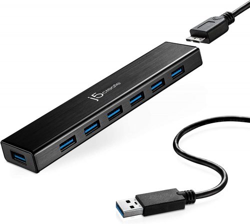 Expand Your Device Connections with the j5create USB 3.0 7-Port HUB in Sleek Black Design